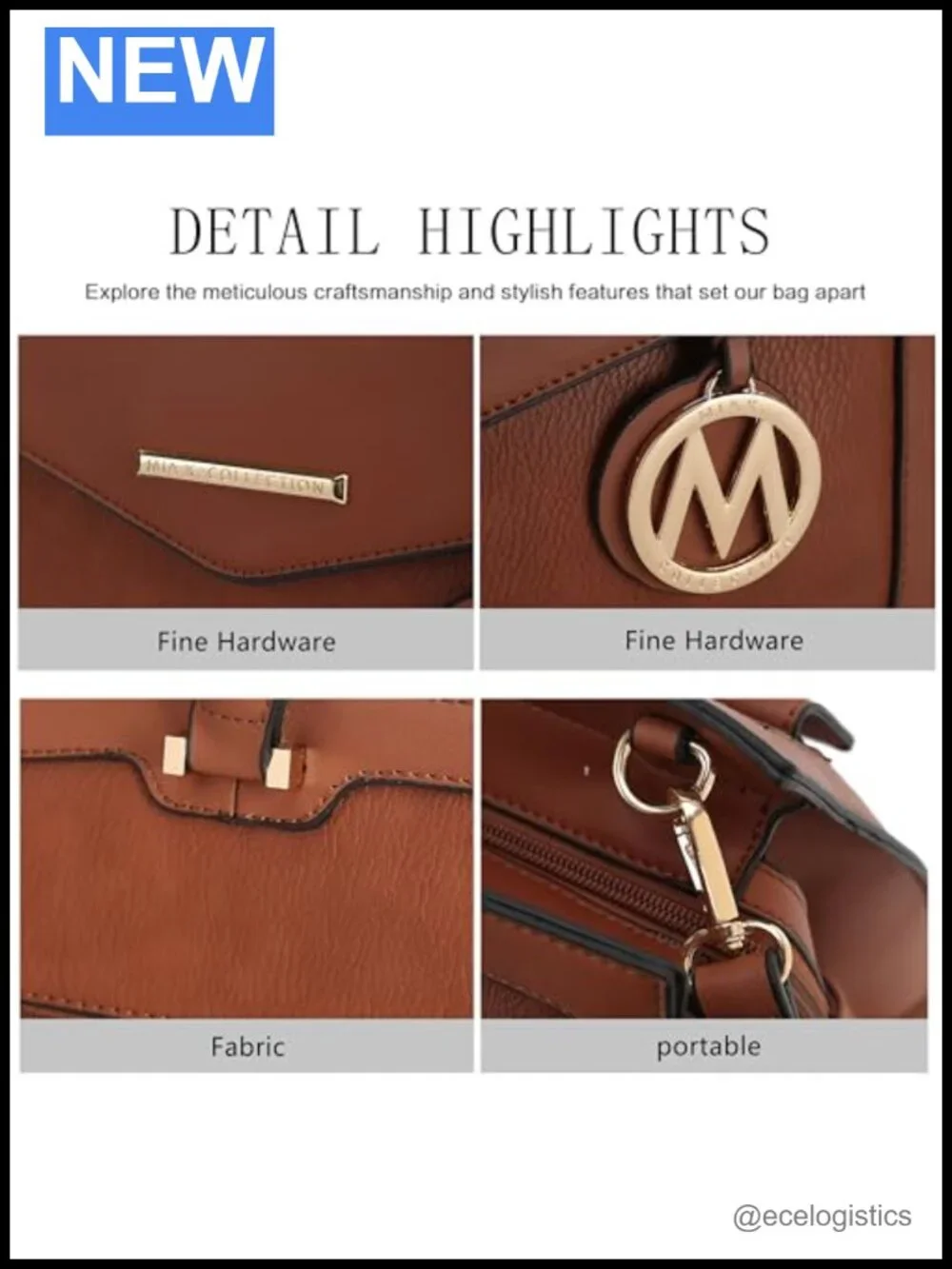 Vegan Leather Satchel Handbag Crossbody Strap Top Handle